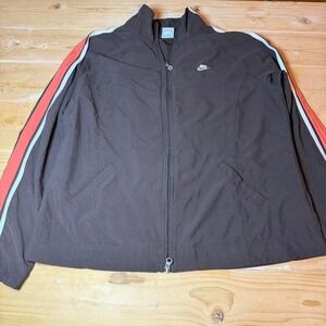 Nike brown track jacket 🖤 Vintage-style Nike zip-up with orange + white sleeve